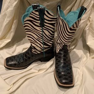 Ariat Zebra print and black Western Boots
